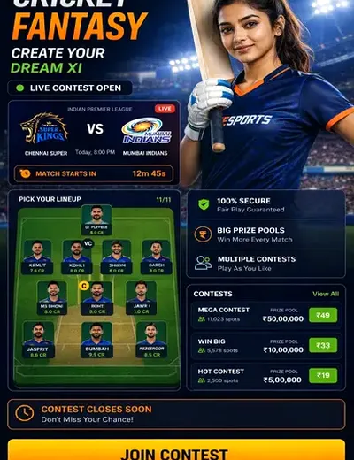 Come (Come Com) fantasy cricket & matchday visual 3